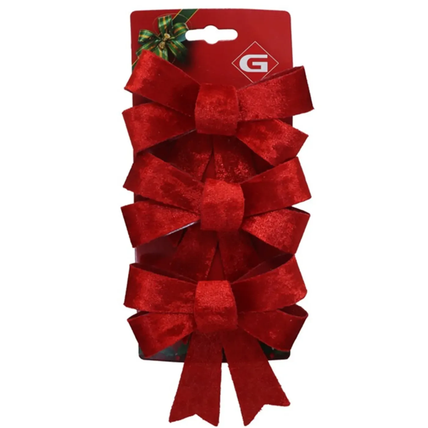 Gerimport Kerststrikken -3x - Velvet Rood - 10x13 Cm