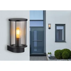 Globo Buitenlamp Gracey Staaledelstaal Zwart 1x E27