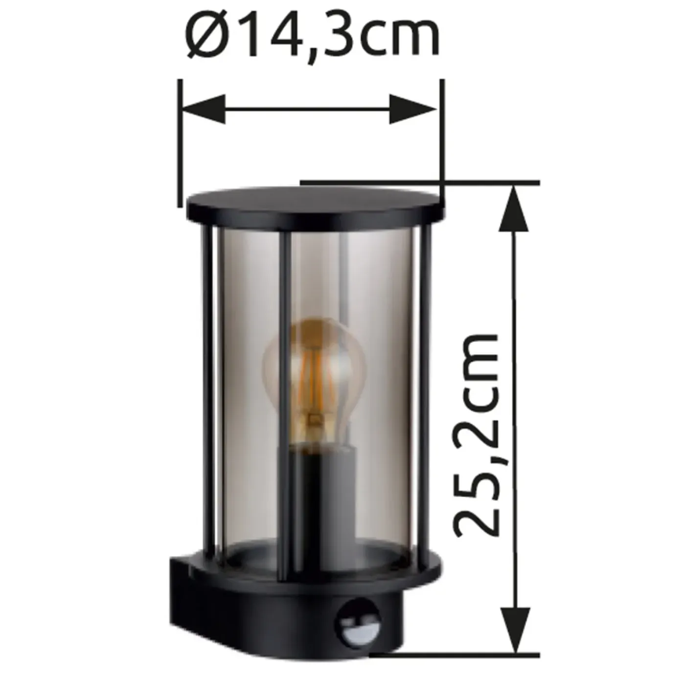 Globo Buitenlamp Gracey Staaledelstaal Zwart 1x E27