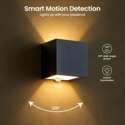 Goliving Buitenlamp Met Bewegingssensor – Wandlamp Zwart – Industrieel – Waterdichte Led