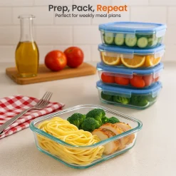 Goliving Glazen Meal Prep Bakjes - Set Van 5 Vershoudbakjes - 1l