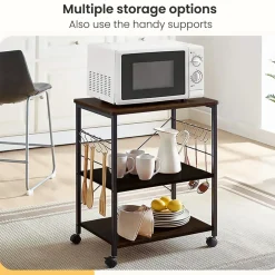 Goliving Keukentrolley - Keukenkast - Keukenrek - Serveerwagen - 60x40x89 - Zwart Hout
