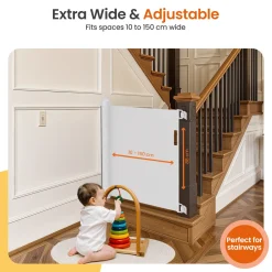 Goliving Oprolbaar Traphekje - Kinderhekje - Push & Turn - 10 Tot 150 - Mesh - Wit