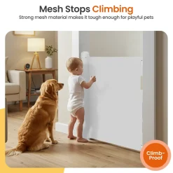 Goliving Oprolbaar Traphekje - Kinderhekje - Push & Turn - 10 Tot 150 - Mesh - Wit