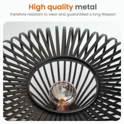 Goliving Plafondlamp Zwart - Plafonnière - E27 - Metaal - Bamboe Look - Ø40cm
