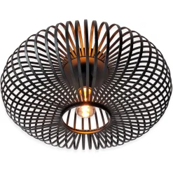 Goliving Plafondlamp Zwart - Plafonnière - E27 - Metaal - Bamboe Look - Ø40cm