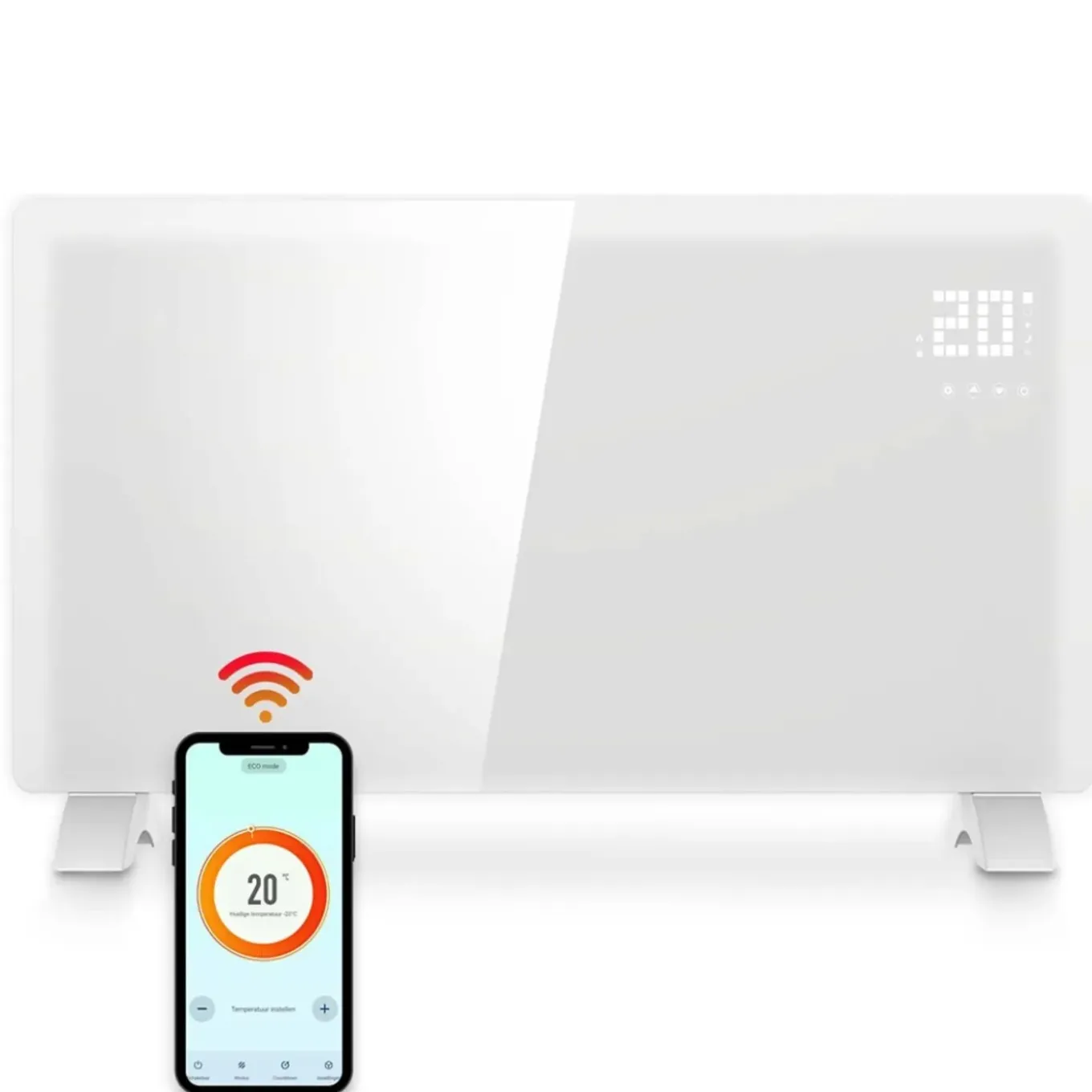 Gologi Elektrische Kachel - Verwarming - Convectorkachel - App En Touch - Tot 25m2 - 2000w - Wit