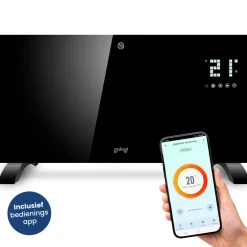 Gologi Elektrische Kachel - Verwarming - Convectorkachel - App En Touch - Tot 25m2 - 2000w - Zwart