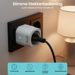 Gologi Slimme Stekker - Smart Plug - Tijdschakelaar & Energiemeter - Wifi - Wit