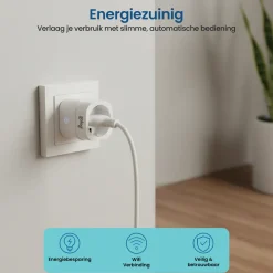 Gologi Slimme Stekker - Smart Plug - Tijdschakelaar & Energiemeter - Wifi - Wit