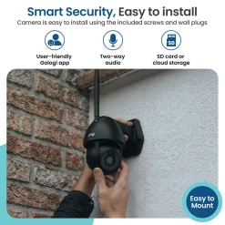 Gologi Superior Outdoorcamera - Buiten Camera - Nachtzicht - Beveiligingscamera - 3mp - Wifi - Zwart