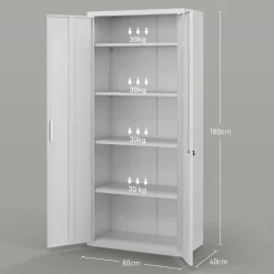4Goodz Archiefkast Metaal Met Afsluitbare Deuren 40x80x180 Cm - Wit