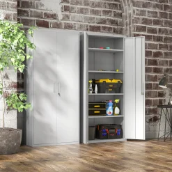4Goodz Archiefkast Metaal Met Afsluitbare Deuren 40x80x180 Cm - Wit