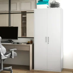 4Goodz Archiefkast Metaal Met Afsluitbare Deuren 40x80x180 Cm - Wit