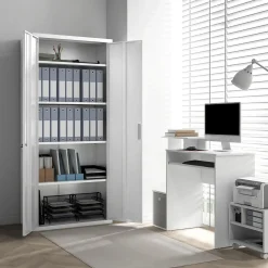 4Goodz Archiefkast Metaal Met Afsluitbare Deuren 40x80x180 Cm - Wit