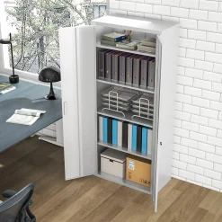 4Goodz Archiefkast Metaal Met Afsluitbare Deuren 40x80x180 Cm - Wit