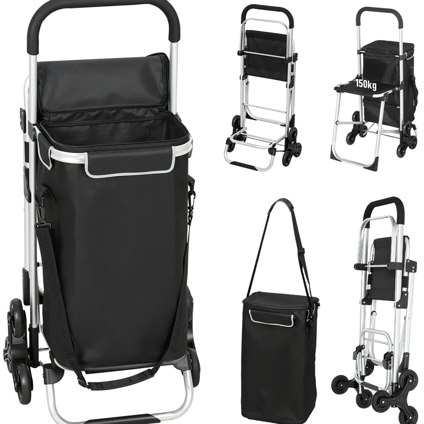 4Goodz Boodschappenkar - Trolley 40 Liter - Zwart