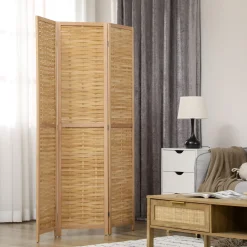 4goodz 3-delige Kamerscherm Opvouwbaar - Roomdivider Bamboe - Bruin