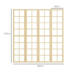 4goodz 4-delige Kamerscherm Opvouwbaar - Roomdivider Met Houten Frame