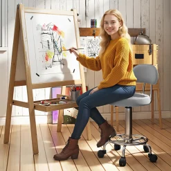 4Goodz Ergonomische Rolkruk Met Rugleuning In Hoogte Verstelbaar - Grijs