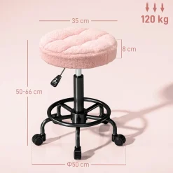 4Goodz Hoogteverstelbare Rolkruk 55-66 Cm 360° Draaibaar - Roze