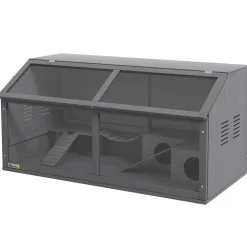 4goodz Houten Hamsterkooi Met Houten Huis 52x100x50 Cm - Grijs