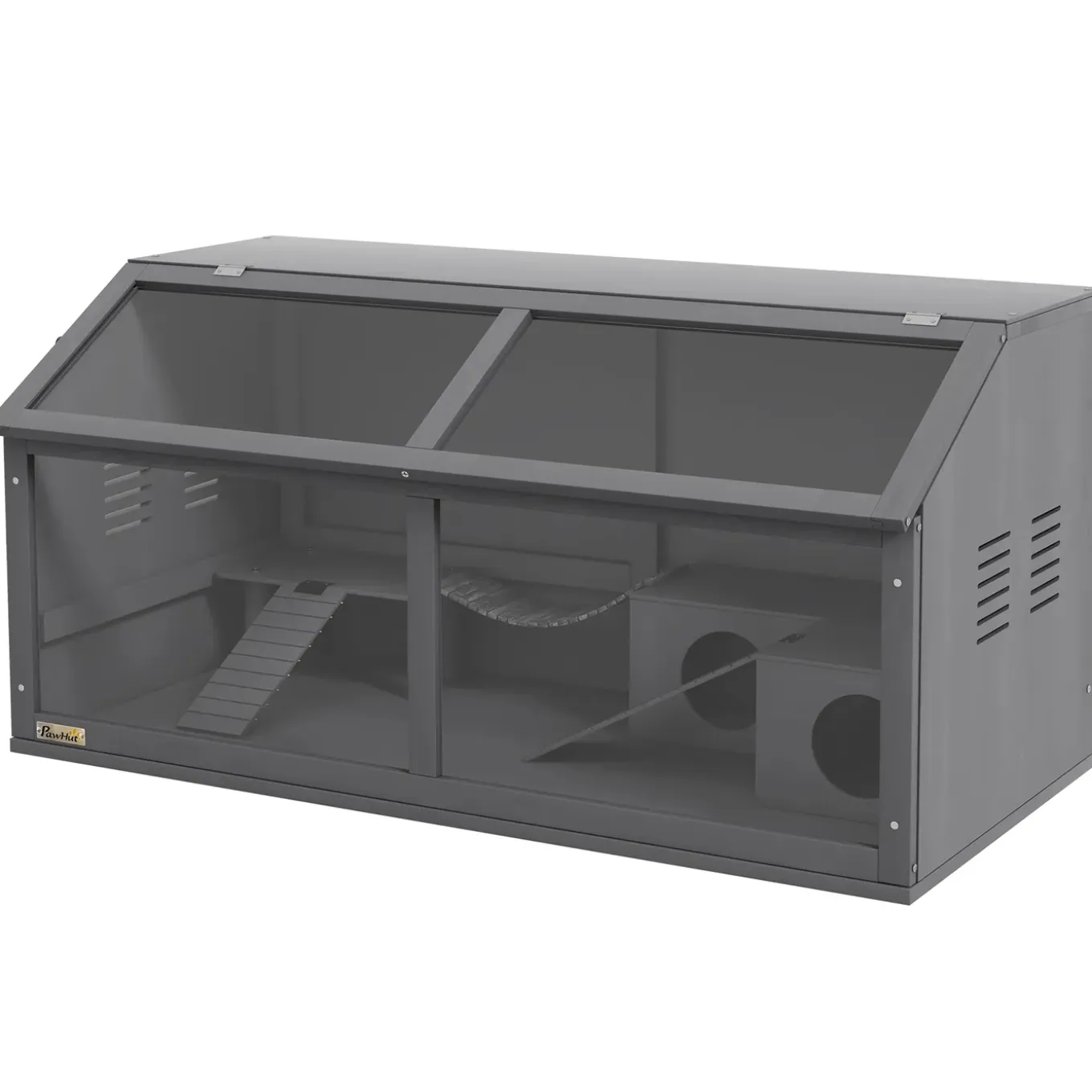4goodz Houten Hamsterkooi Met Houten Huis 52x100x50 Cm - Grijs