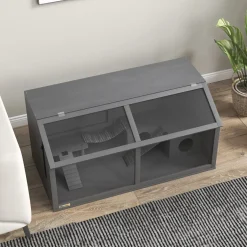 4goodz Houten Hamsterkooi Met Houten Huis 52x100x50 Cm - Grijs