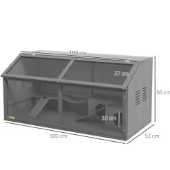 4goodz Houten Hamsterkooi Met Houten Huis 52x100x50 Cm - Grijs
