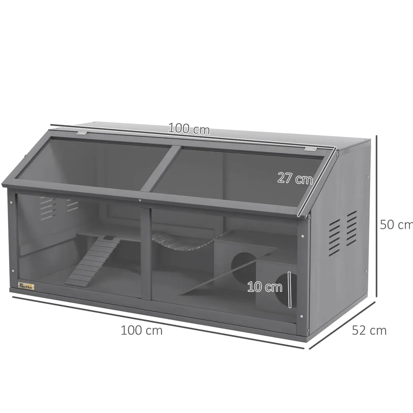 4goodz Houten Hamsterkooi Met Houten Huis 52x100x50 Cm - Grijs