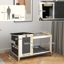 4goodz Houten Konijnenhok Met Loopgedeelte - 92x52x67 Cm - Grijs