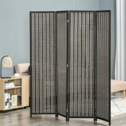 4goodz Kamerscherm Opvouwbaar - Roomdivider Grenenhout/bamboe 180x180 Cm - Bruin/zwart
