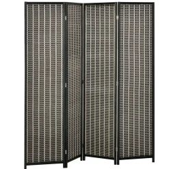 4goodz Kamerscherm Opvouwbaar - Roomdivider Grenenhout/bamboe 180x180 Cm - Bruin/zwart