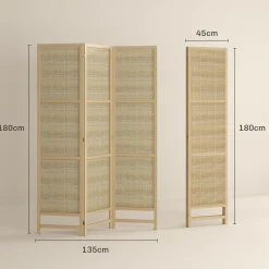 4Goodz Kamerscherm Opvouwbaar - Roomdivider Rotan 135x180 Cm - Bruin/zwart
