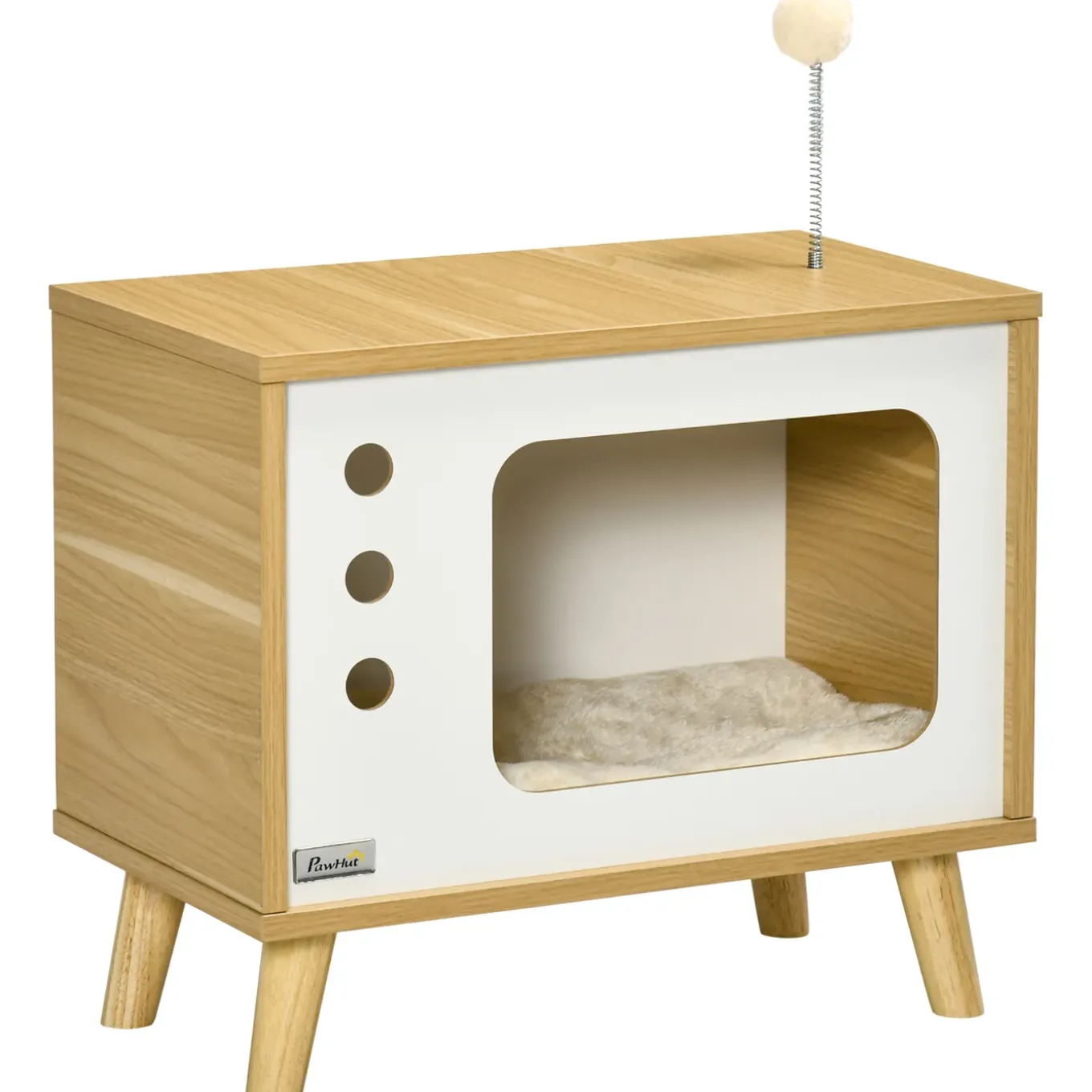 4goodz Kattenmand Model Tv - 50x28x43 Cm - Bruin/wit