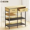 4Goodz Keukenrek Met 2 Lades - 3 Open Planken 90 X 40 X 91 Cm - Bruin
