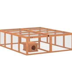 4goodz Konijnenren Van Hout En Huisje Voor 2-4 Konijnen 180x150x48 Cm - Bruin