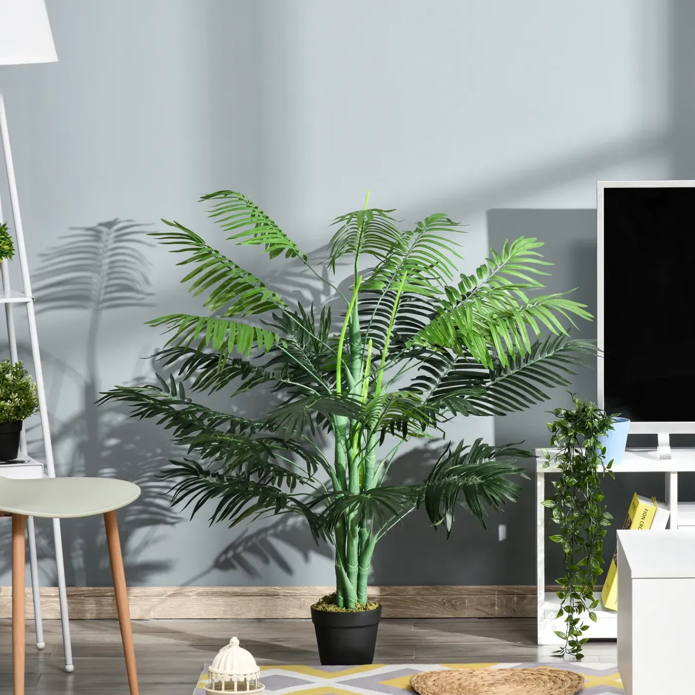 4Goodz Kunstpalm 125cm Groot Kunstplant Met 18 Palmbladeren In Pot