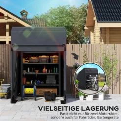 4Goodz Motorberging Opslagtent Waterdicht Xxl 345x135x191cm - Zwart