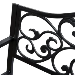 4goodz Stalen Tuinbank Met Gietijzer Armleuningen - 127x60x89cm Zwart