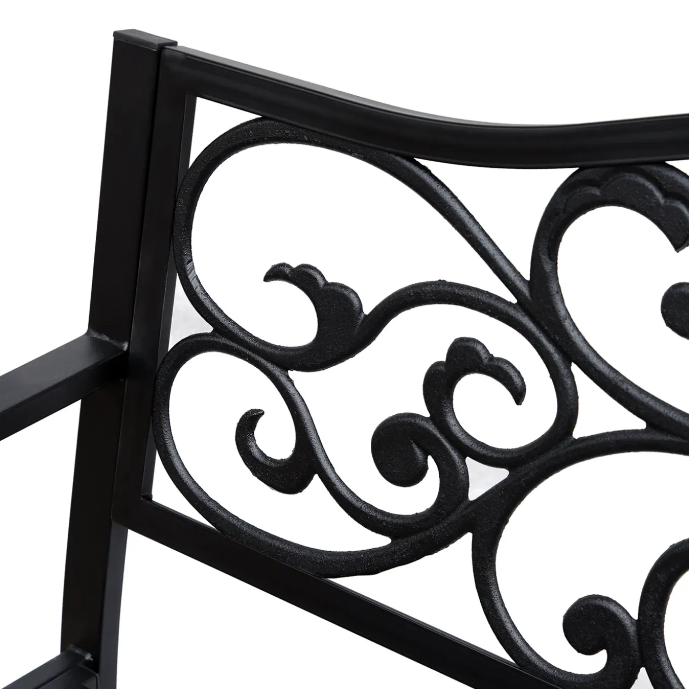 4goodz Stalen Tuinbank Met Gietijzer Armleuningen - 127x60x89cm Zwart