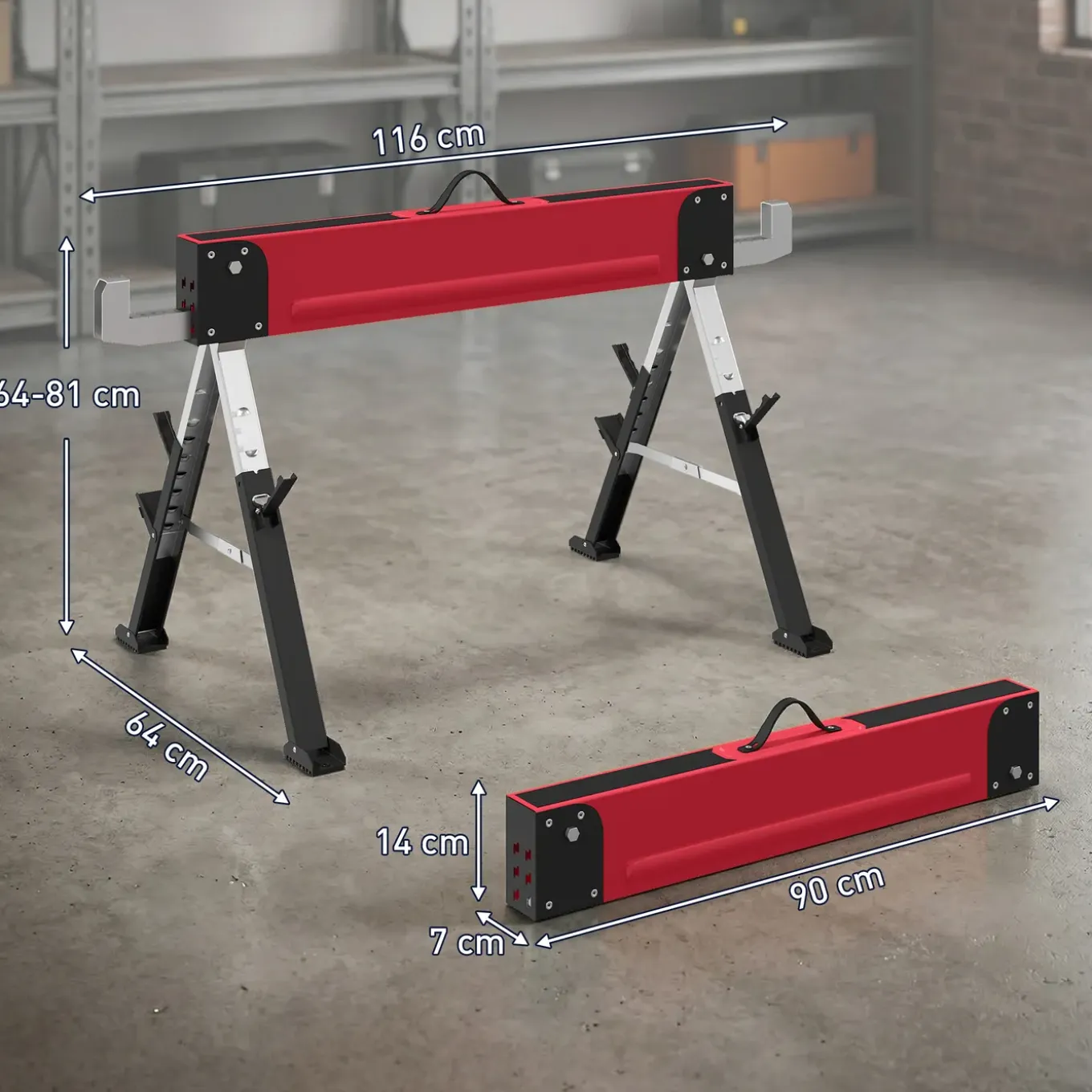 4goodz 2 Stuks Zaagbok Schragen Tot 1160 Kg - 7-voudig In Hoogte Verstelbaar 64-81 Cm