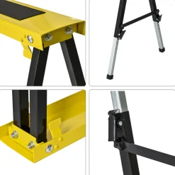 4Goodz 2 Stuks Zaagbok Staal Schragen 100x49x62-90 Cm Max 100 Kg - Geel Zwart