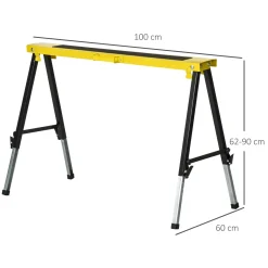 4Goodz 2 Stuks Zaagbok Staal Schragen 100x49x62-90 Cm Max 100 Kg - Geel Zwart