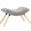 4Goodz Voetensteun Met Fleece Bekleding En Houten Poten - Lichtgrijs