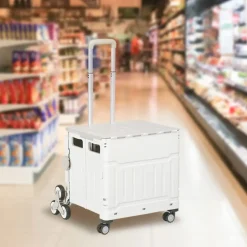 4goodz Winkelwagen Vouwkrat Trapklimmer Opvouwbaar Max. 65 Kg Belastbaar - Wit