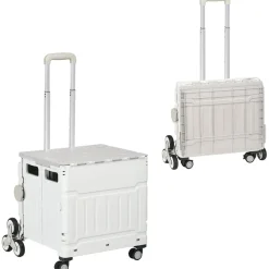 4goodz Winkelwagen Vouwkrat Trapklimmer Opvouwbaar Max. 65 Kg Belastbaar - Wit