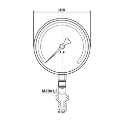 Goshe 100mm 10 BAR manometer drukmeter m20x1,5 + 1/2