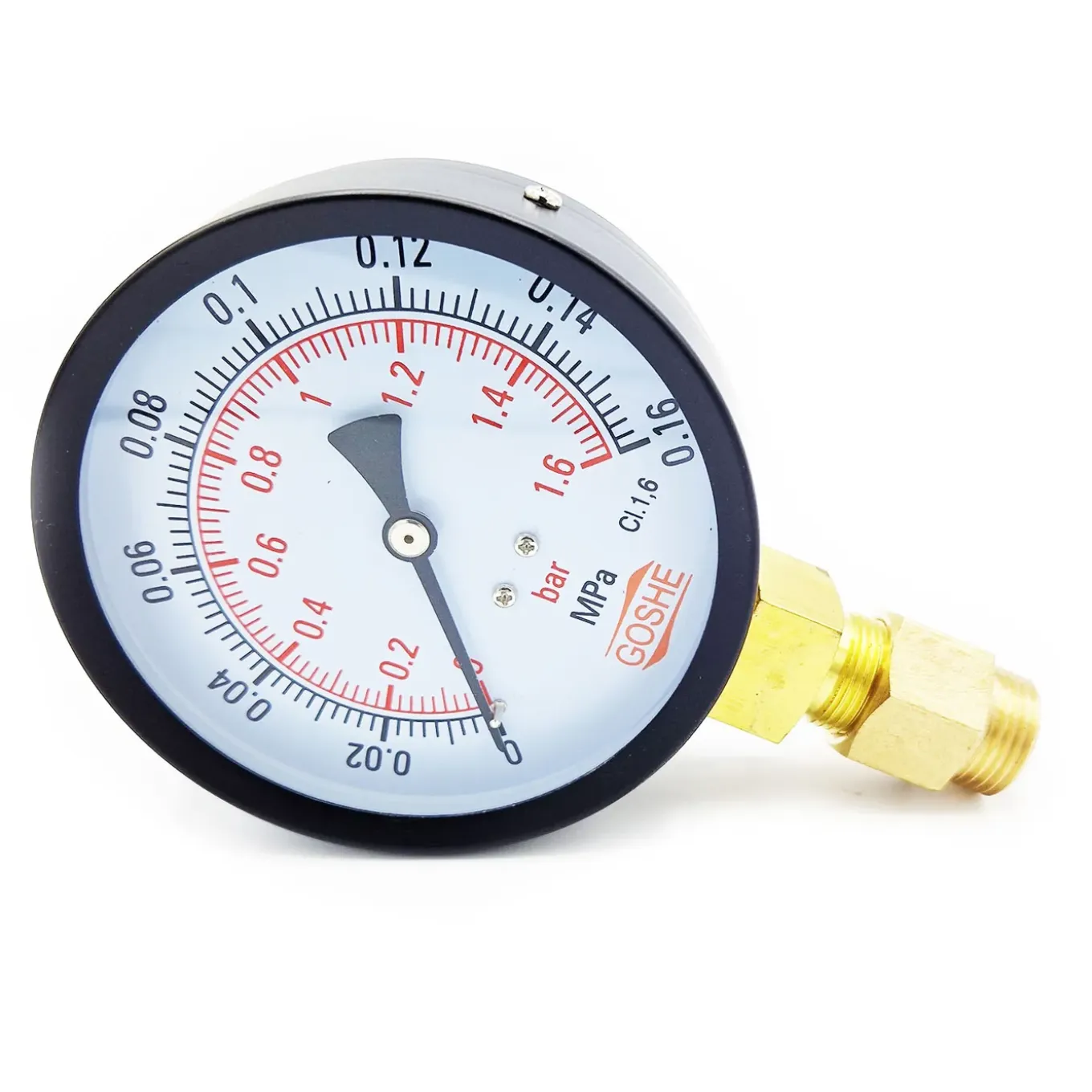 Goshe 100mm 2,5 BAR manometer drukmeter m20x1,5 + 1/2" verlaging