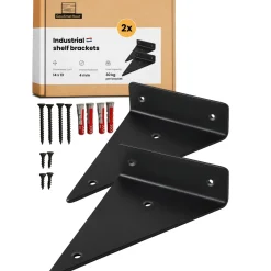 Goudmethout Industriële Plankdragers Driehoekvorm Mat Zwart - Voor Wandplank 15-25 Cm